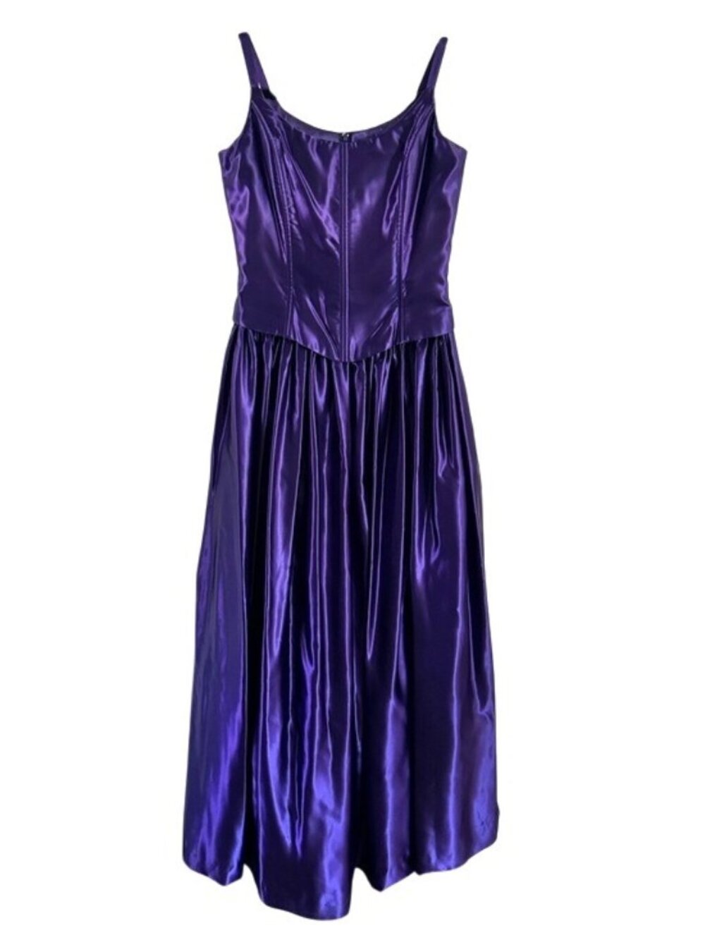 Jessica McClintock Gunne Sax Purple Satin Full-Length Formal Dress USA Sz 7/8